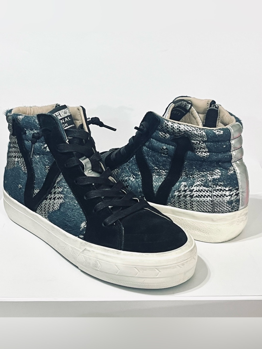 Vintage Havana Lunny Teal Black Silver Multi High Top Sneakers Sz 10